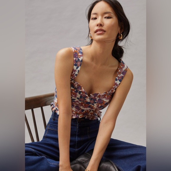 Anthropologie Sachin Babi Jacquard Sweetheart Crop Top Bustier Corset Tapestry - Picture 4 of 14